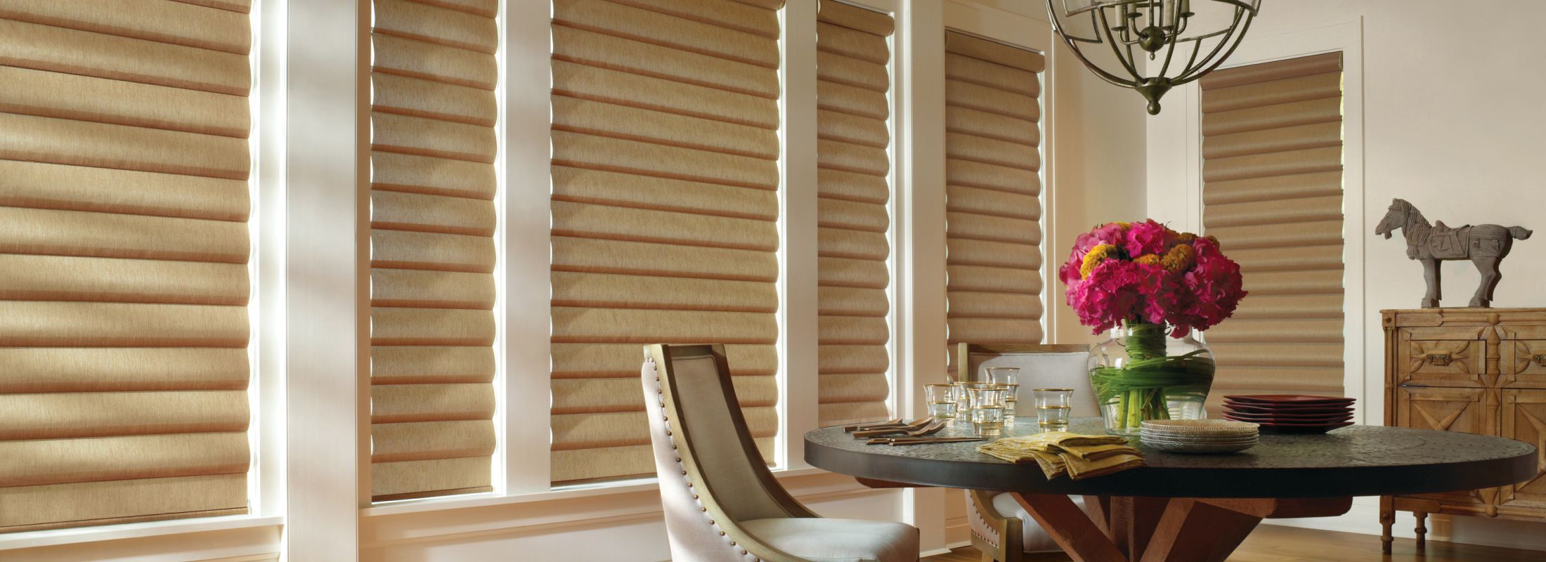 Window shadings in Alustra Charmeuse Bronzed Gold - Pirouette